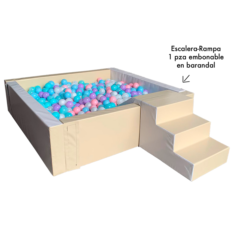 Alberca Cuadrada 150 x 150 x 40 cm con 800 pelotas ARMABLE CON VELCROS